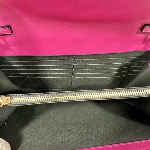 Versace La Medusa Velvet Quilted Leather Wallet On Chain Clutch Fuchsia NWT - Picture 7 of 12